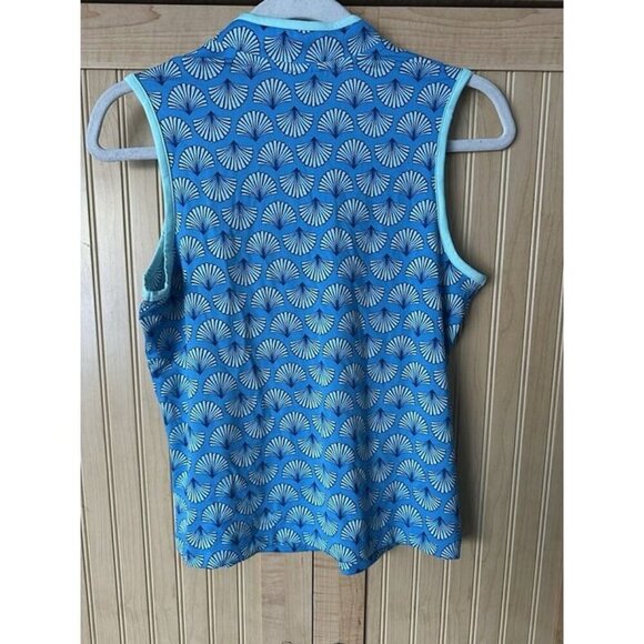 NWT Sigrid Olsen Golf Tennis Sleeveless Top Size Small Turquoise Coastal Preppy - Picture 2 of 7